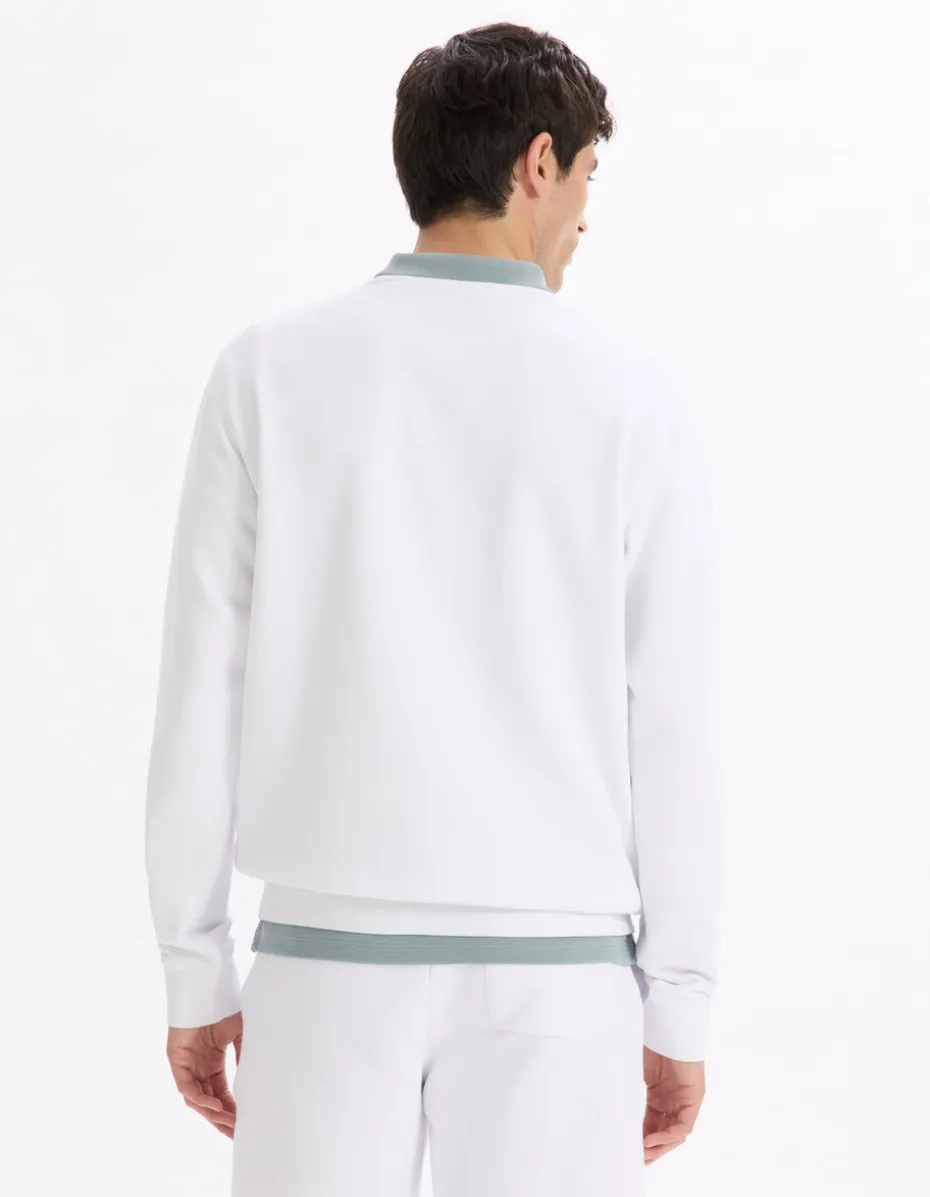 Katoenen sweater met ronde hals - wit