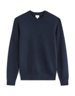 Katoenen trui met ronde hals - marineblauw