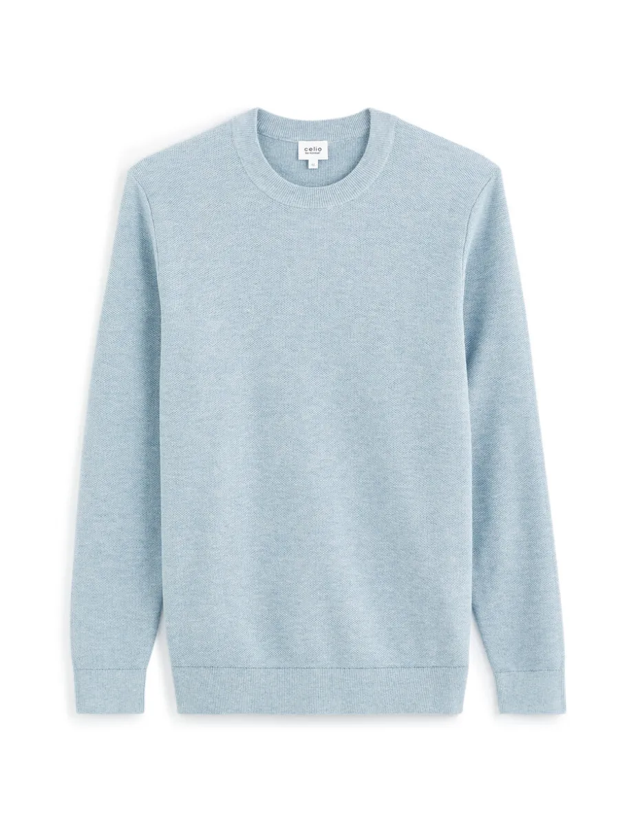 Katoenen trui met ronde hals - blauw