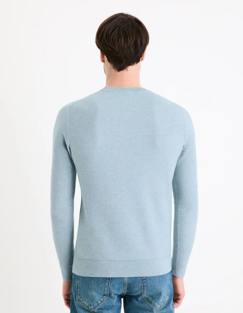 Katoenen trui met ronde hals - blauw