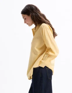 Katoenen voile shirt - geel