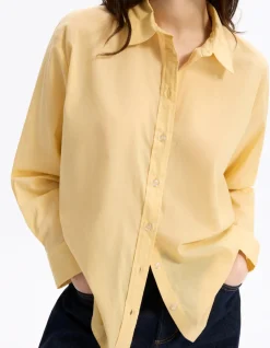 Katoenen voile shirt - geel