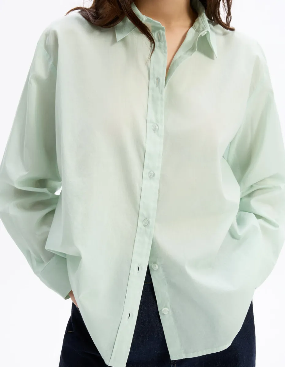 Katoenen voile shirt - groen