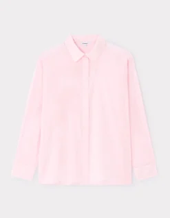 Katoenen voile shirt - roze