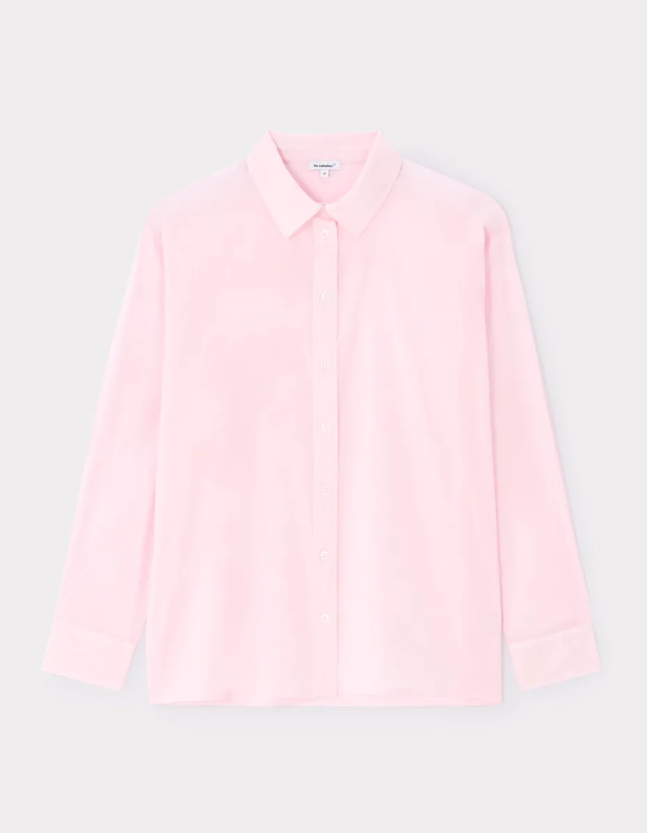 Katoenen voile shirt - roze