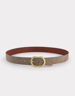 Kleurrijke leren riem - grijs