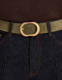 Kleurrijke leren riem - kaki