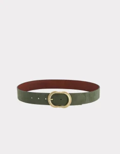 Kleurrijke leren riem - kaki