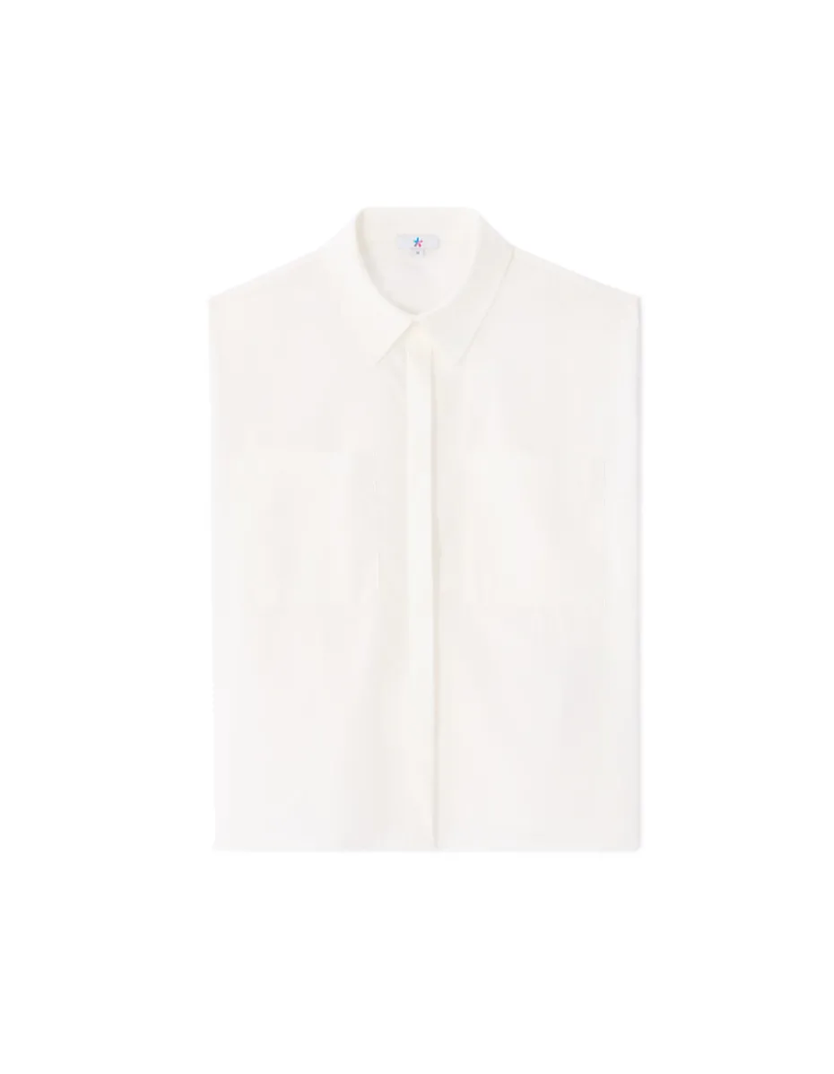 Kort mouwloos boxy shirt - ecru