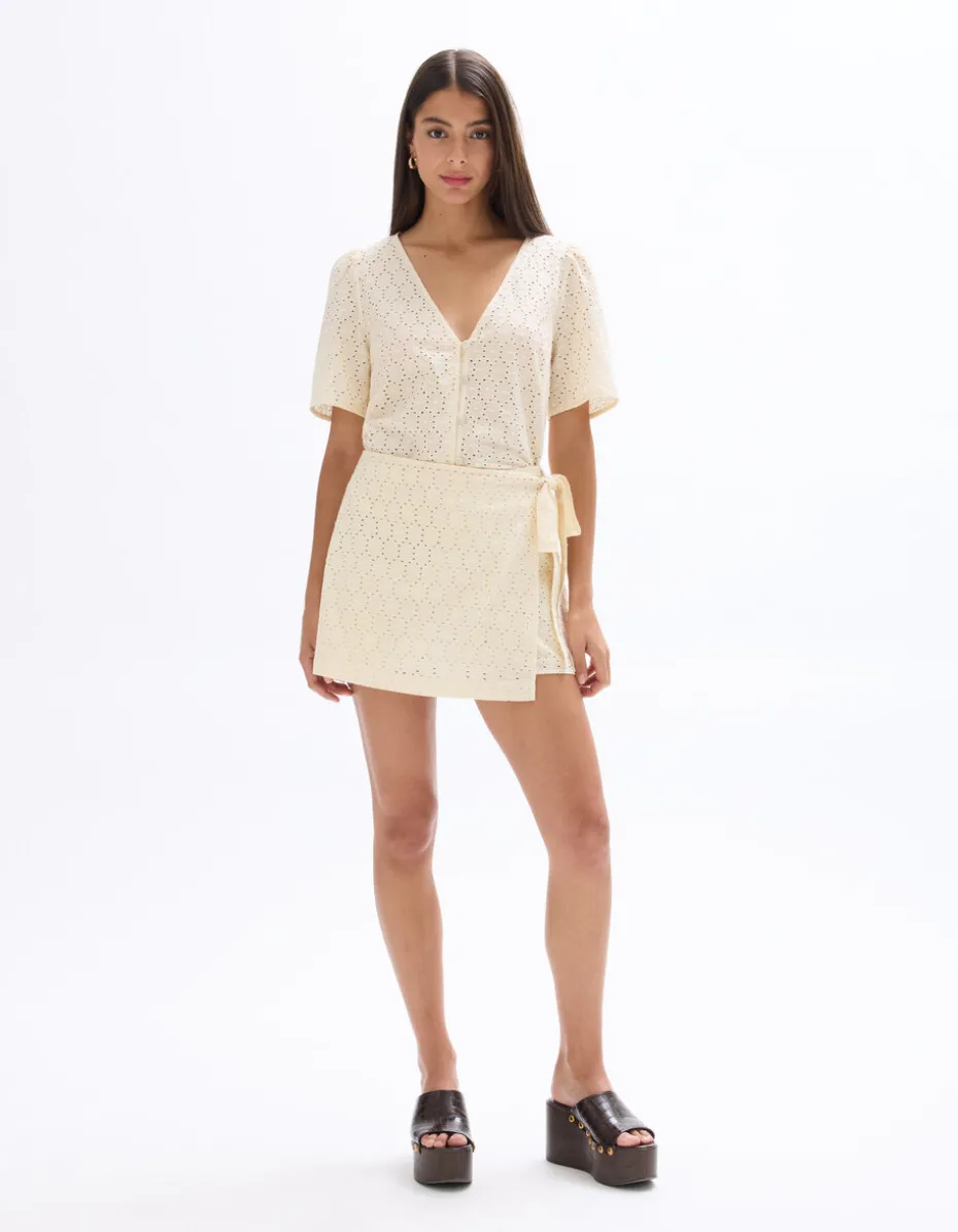 Kort rokje broderie anglaise - ecru