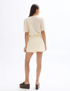 Kort rokje broderie anglaise - ecru
