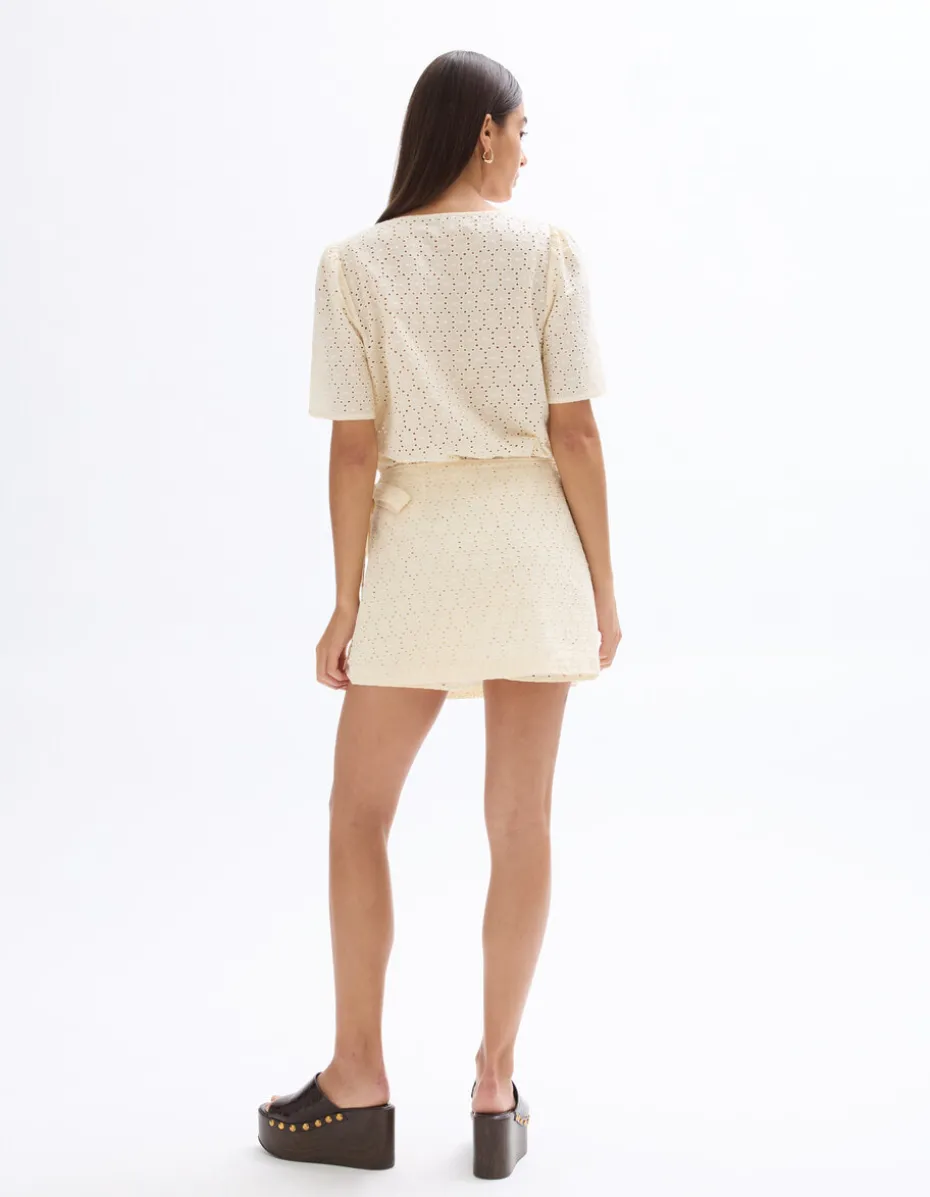 Kort rokje broderie anglaise - ecru