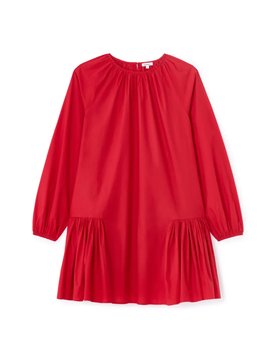 Korte geplooide jurk - rood