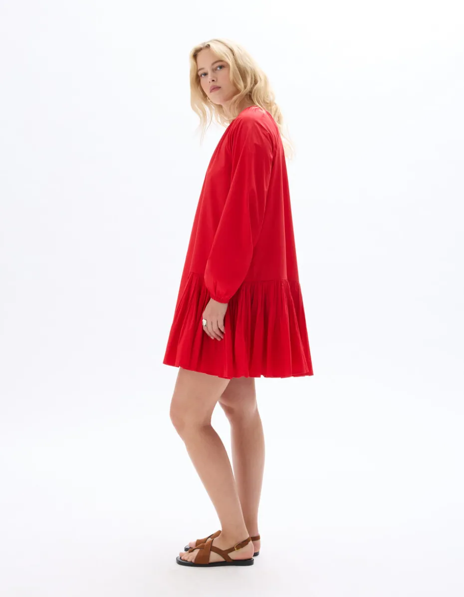 Korte geplooide jurk - rood