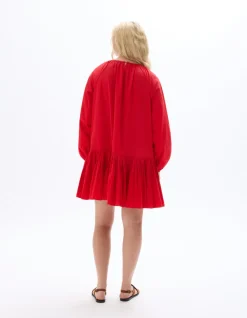 Korte geplooide jurk - rood