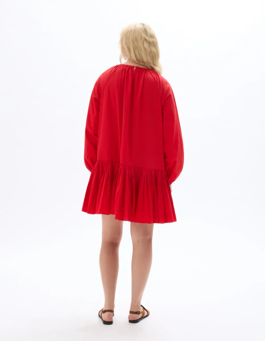 Korte geplooide jurk - rood