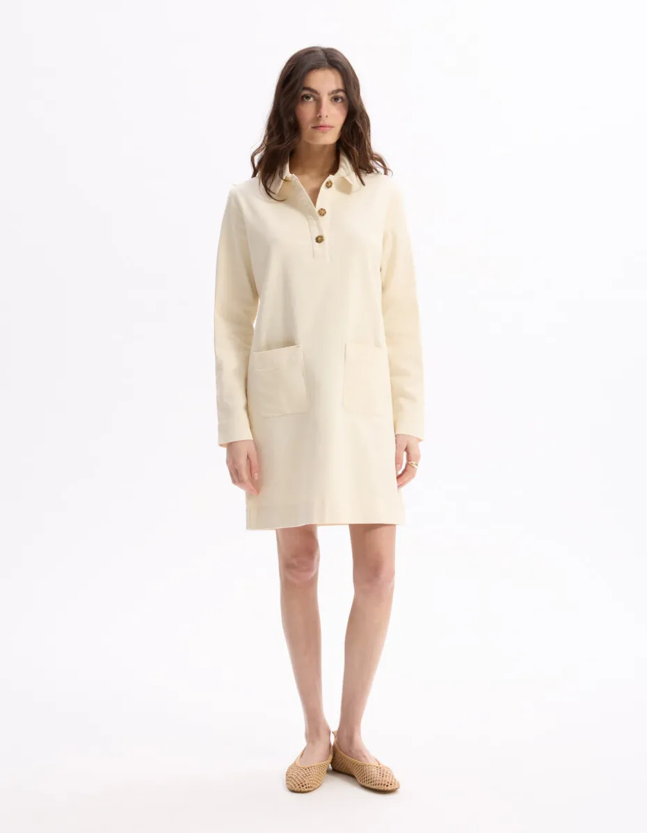 Korte jurk in plat - beige