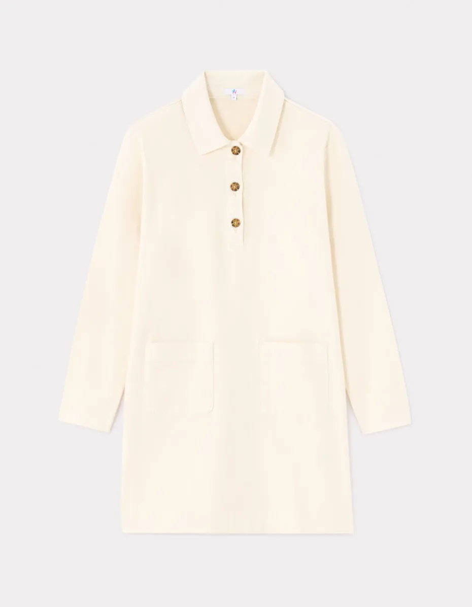 Korte jurk in plat - beige
