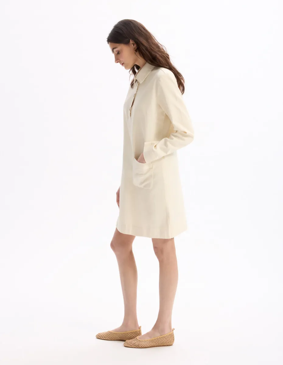 Korte jurk in plat - beige
