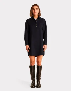 Korte jurk met lange mouwen - marineblauw