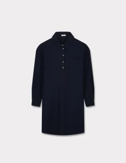 Korte jurk met lange mouwen - marineblauw