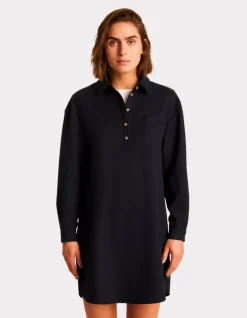 Korte jurk met lange mouwen - marineblauw