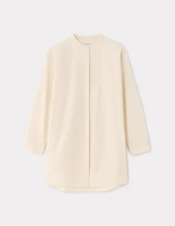 Korte jurk met mandarijnkraag - beige