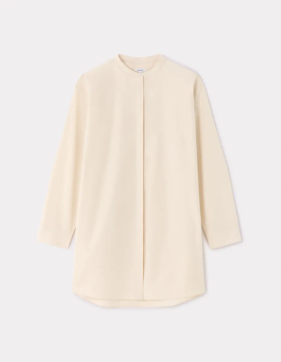 Korte jurk met mandarijnkraag - beige