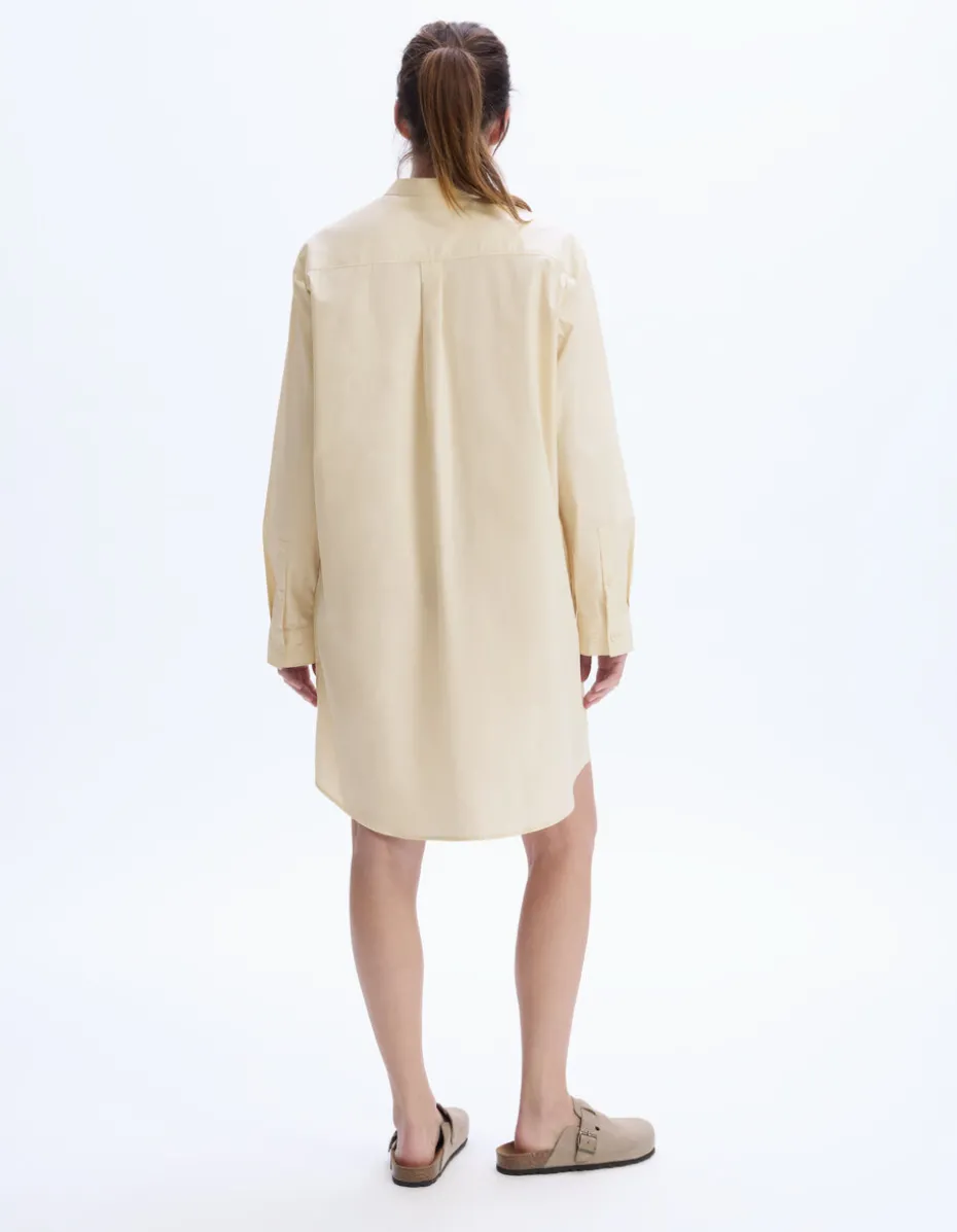 Korte jurk met mandarijnkraag - beige