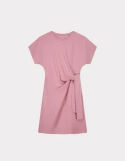 Korte katoenen geknoopte jurk - roze