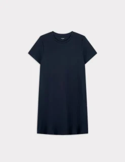 Korte katoenen jurk - marineblauw