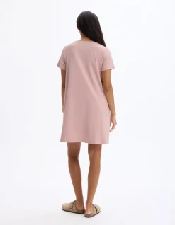 Korte katoenen jurk - roze