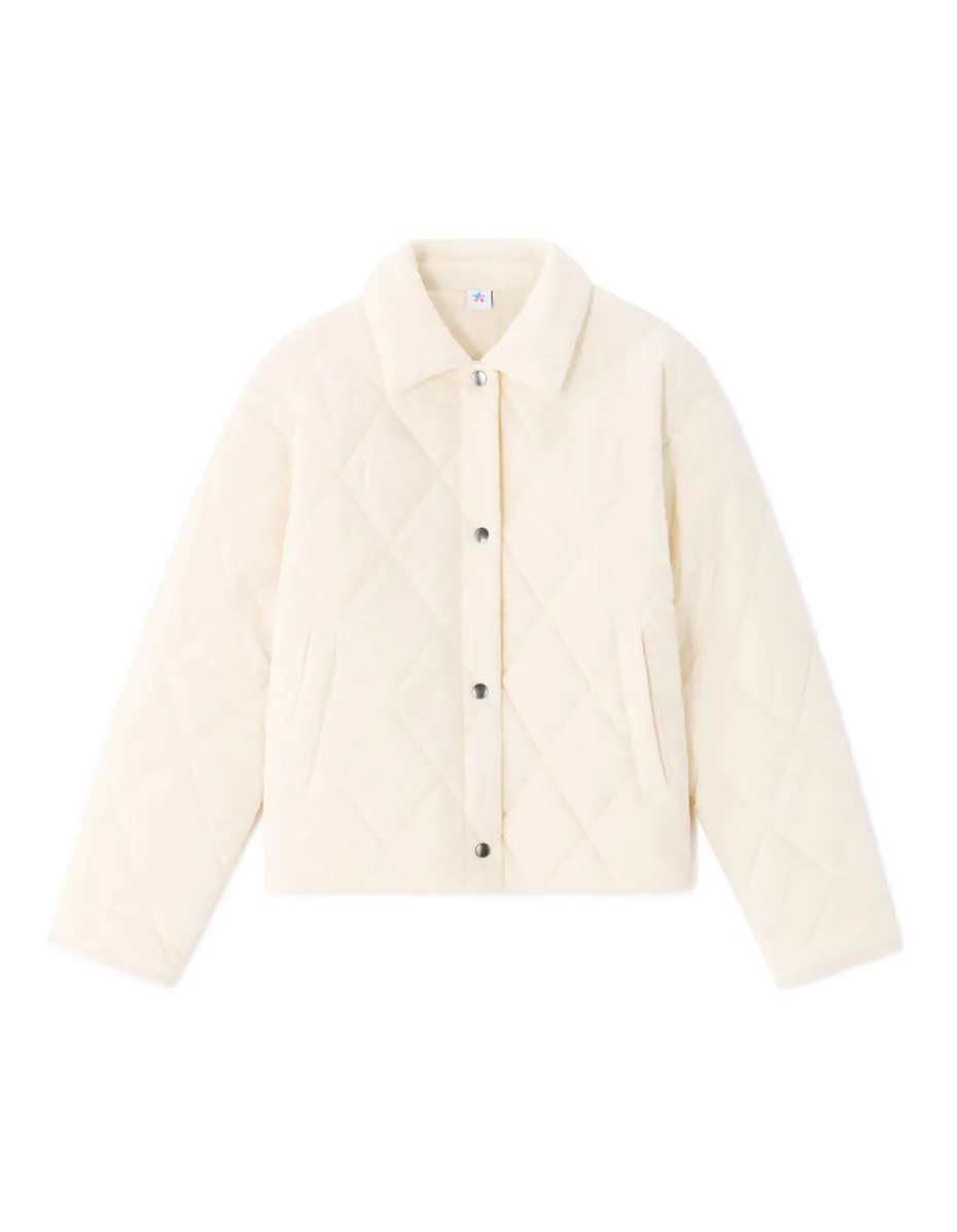 Korte pufferjack met zakken - beige