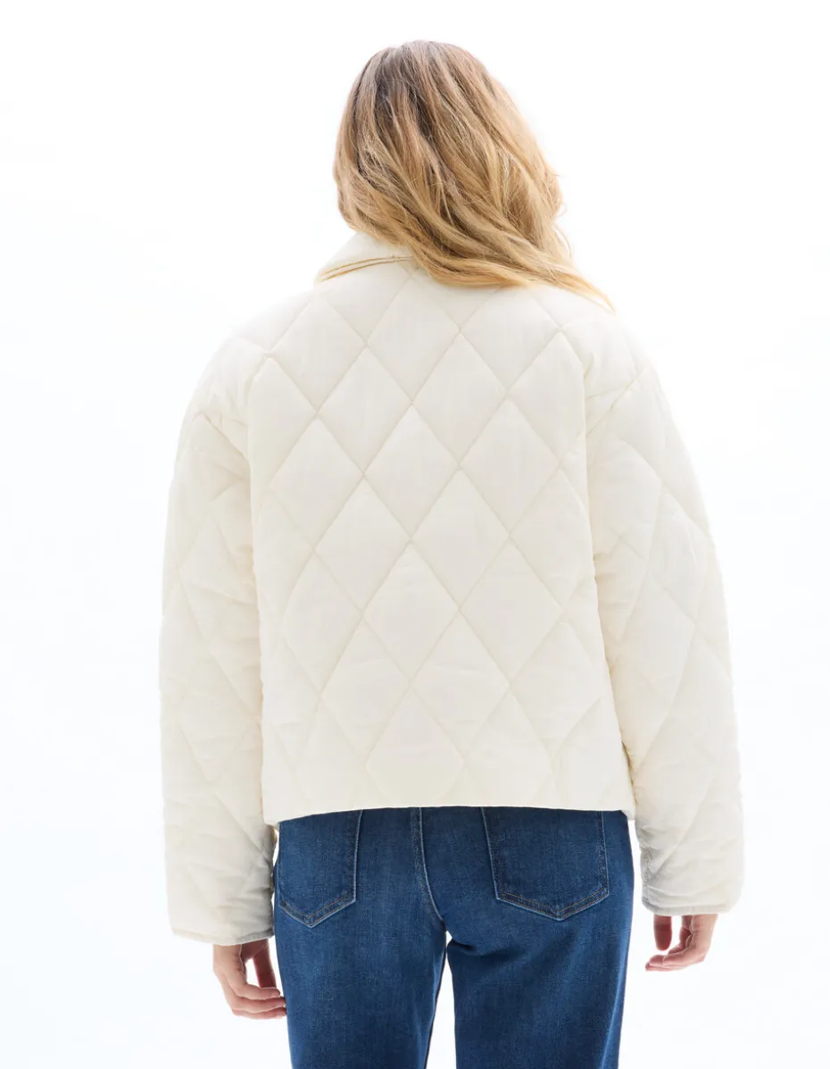 Korte pufferjack met zakken - beige
