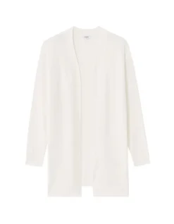 Lang fijngebreid vest - ecru
