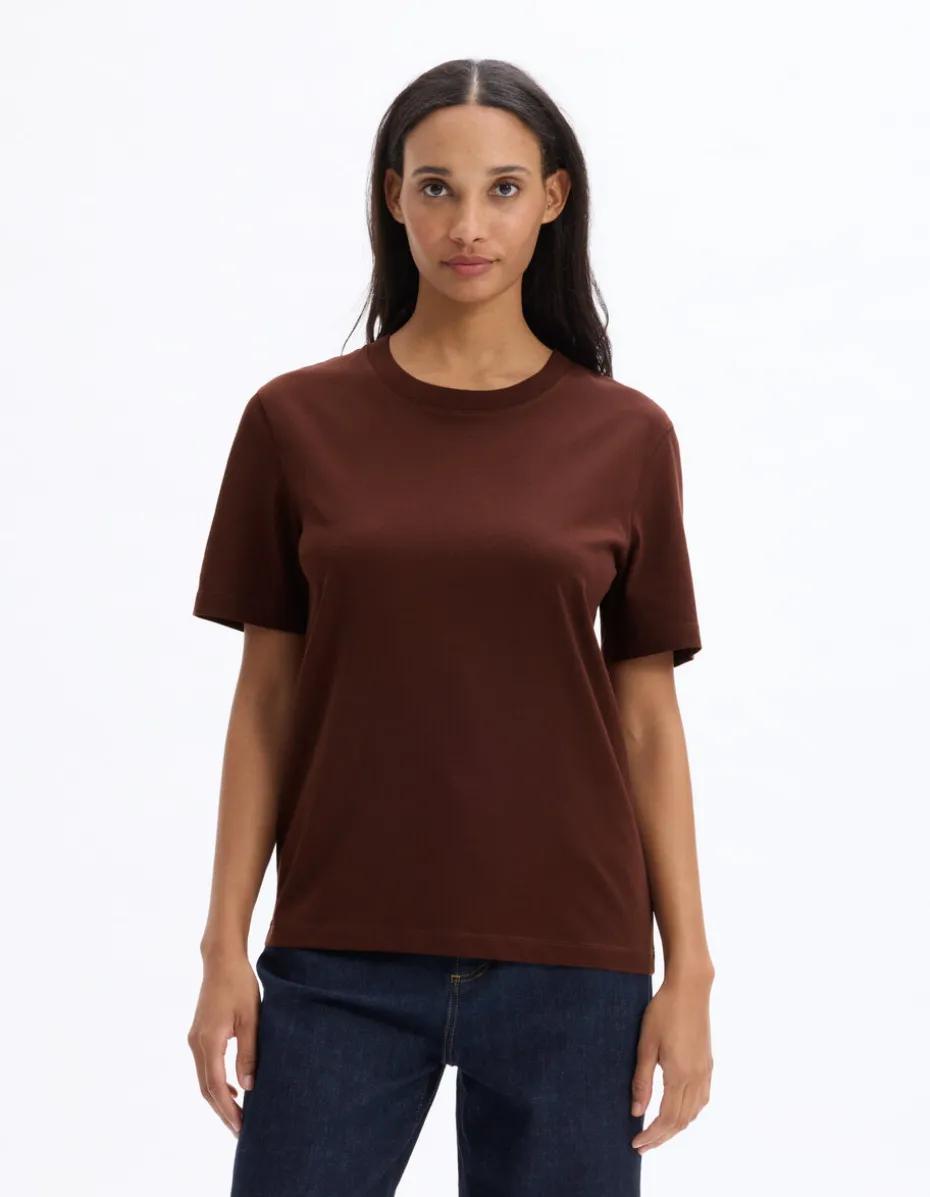 Lang T-shirt van biologisch katoen - bruin