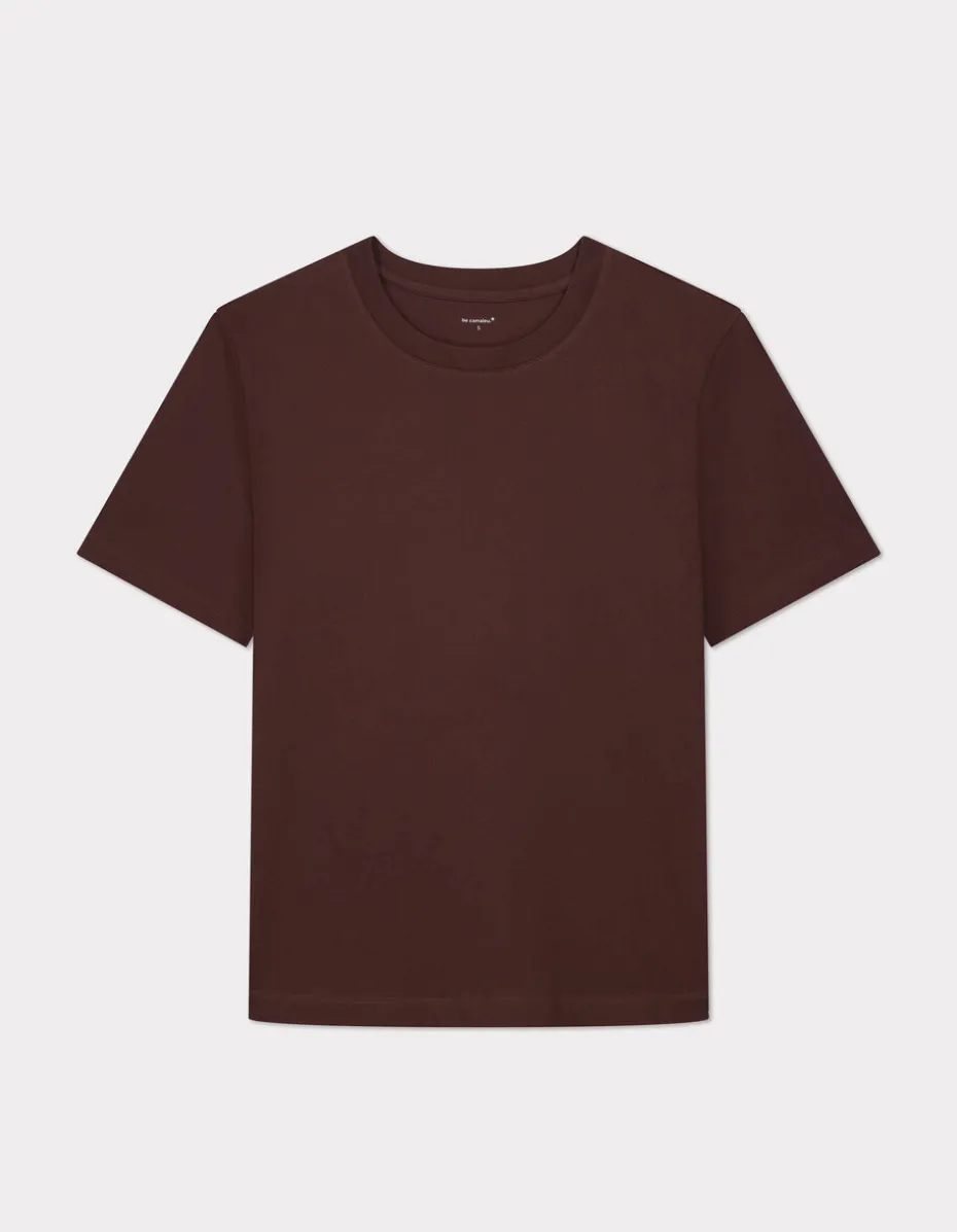 Lang T-shirt van biologisch katoen - bruin