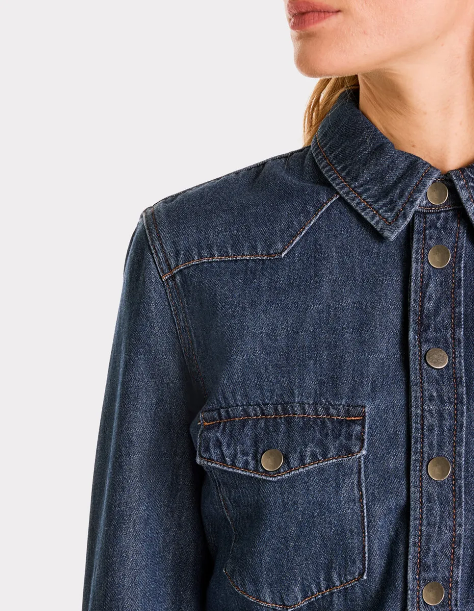 Lange denim jurk - blauw
