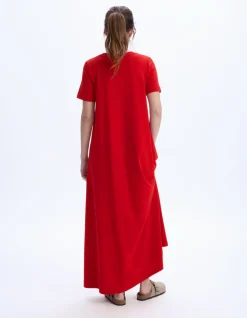 Lange katoenen jurk - rood