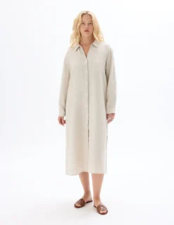 Lange linnen jurk - beige