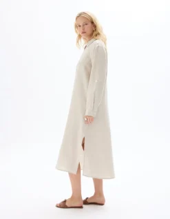 Lange linnen jurk - beige