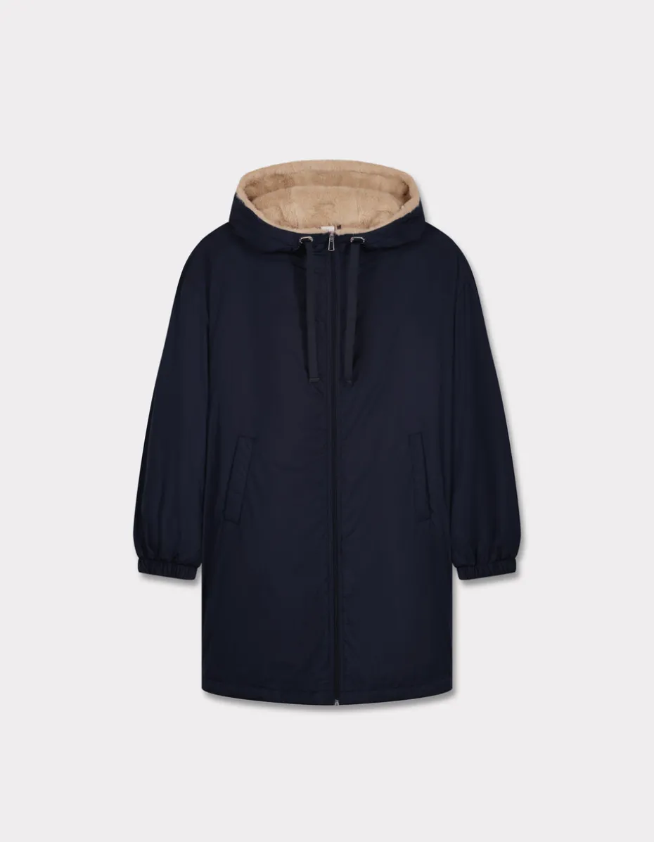 Lange parka met donsvoering - marineblauw