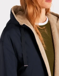 Lange parka met donsvoering - marineblauw