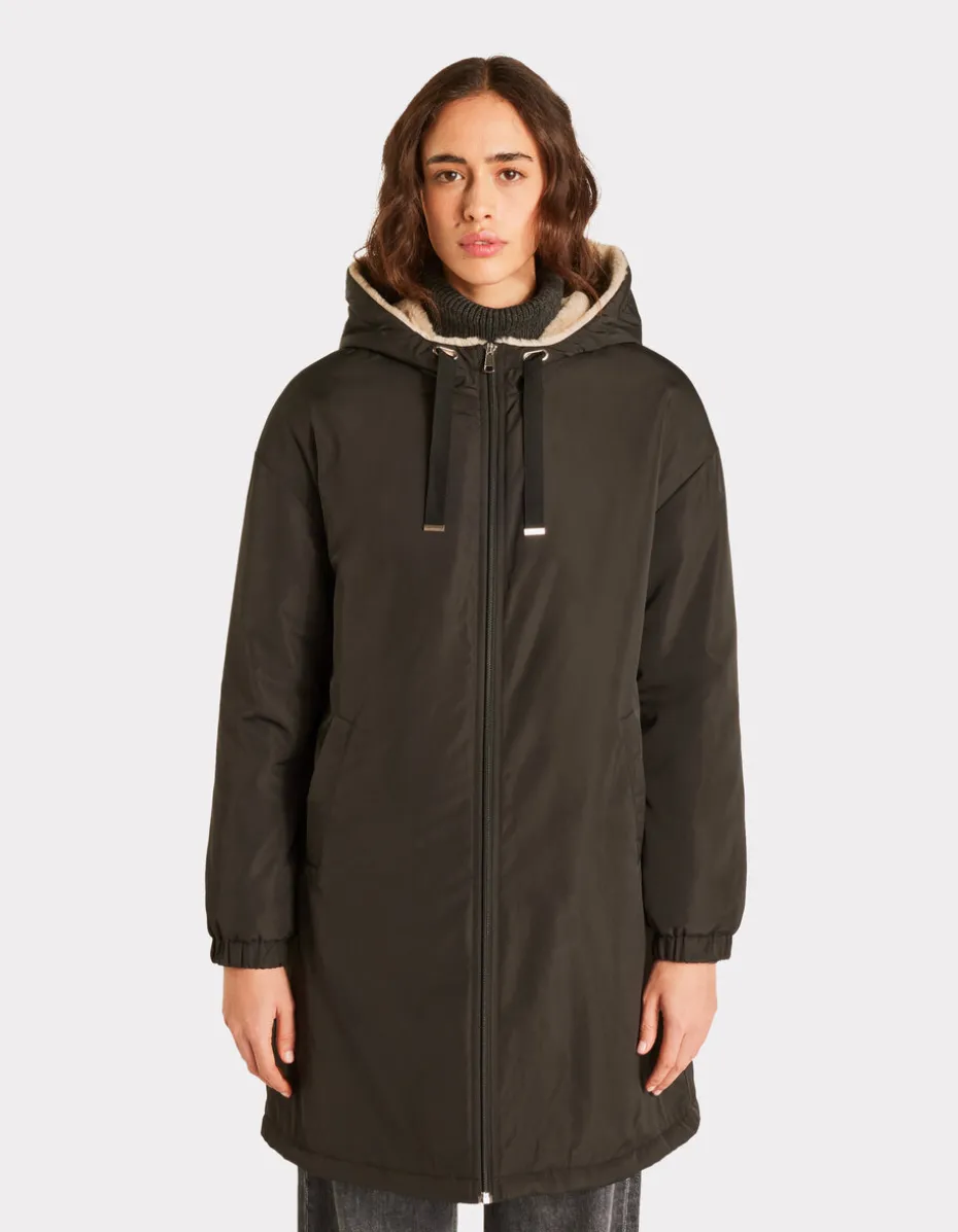 Lange parka met donsvoering - zwart