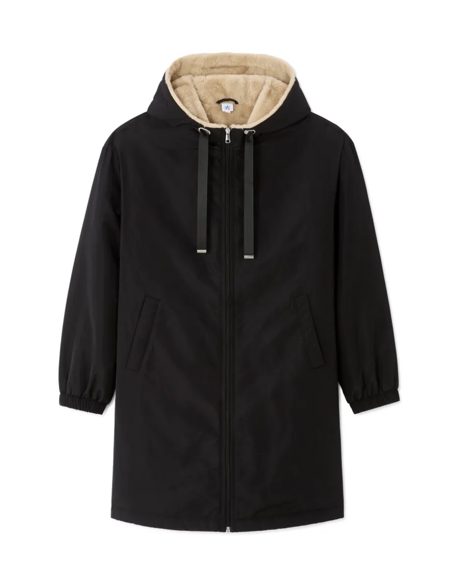 Lange parka met donsvoering - zwart