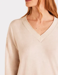 Lichtgewicht V-hals trui - beige