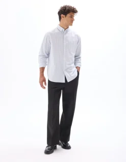 Loose fit gestreept oxford hemd - lichtblauw