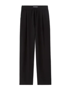 Losse broek met textuur - zwart