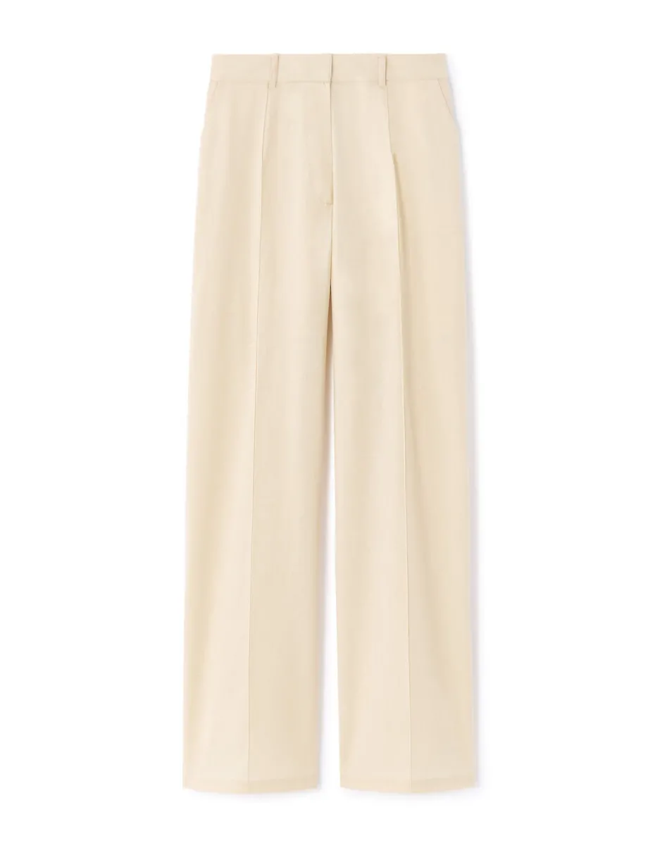Losse katoenen linnen broek - beige