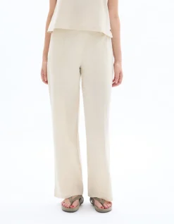Losse katoenen linnen broek - beige
